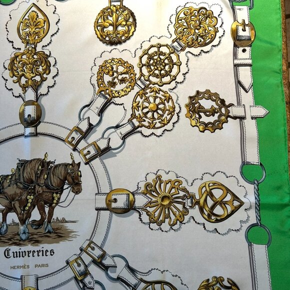Vintage Hermes "Cuivreries" Silk Scarf, by Francoise de La Perriere - Picture 5 of 16
